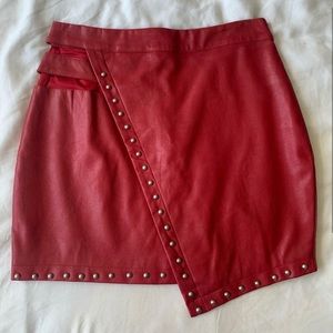 Revolve H:ours red leather studded skirt